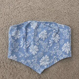 Flirla Women's Floral Jacquard Strapless Top